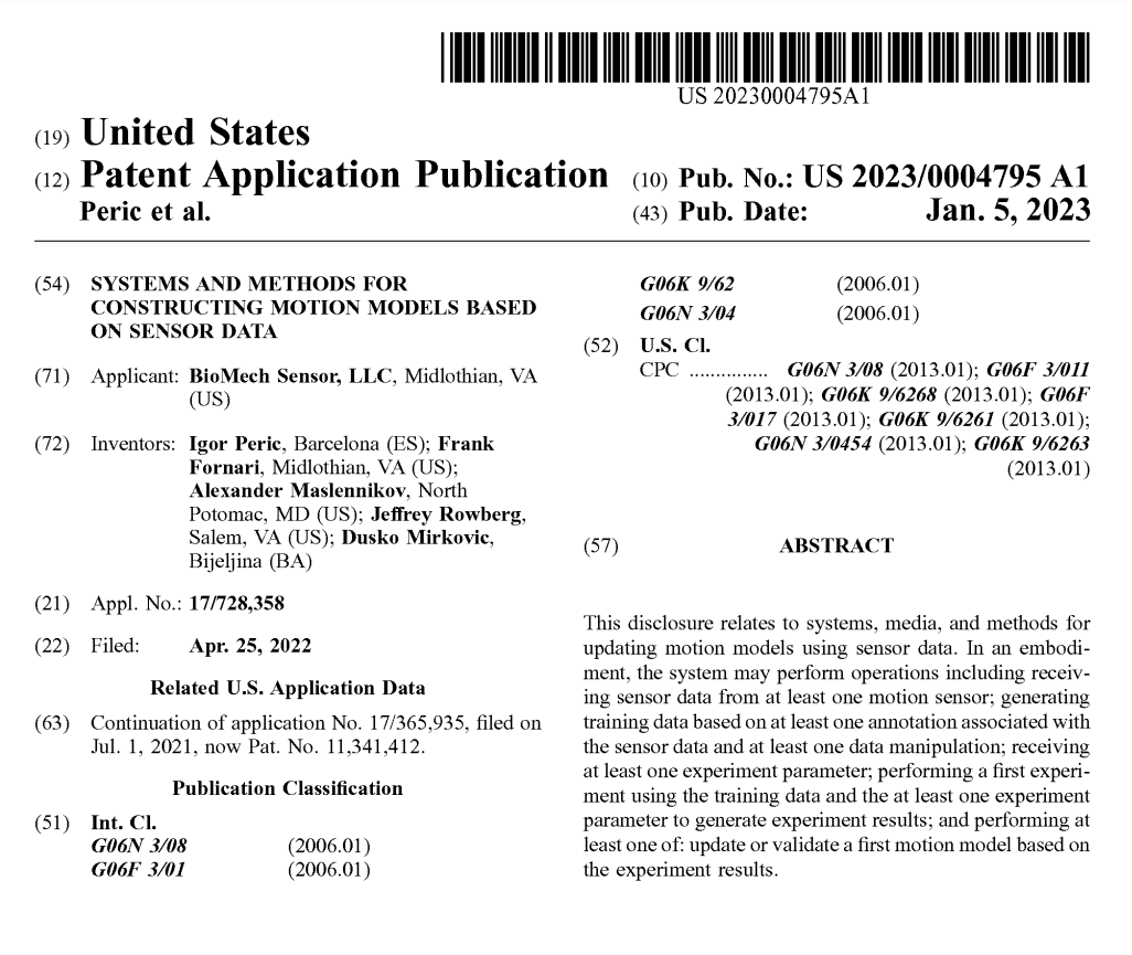 Patent 4 – Constructing motion models based on sensor data